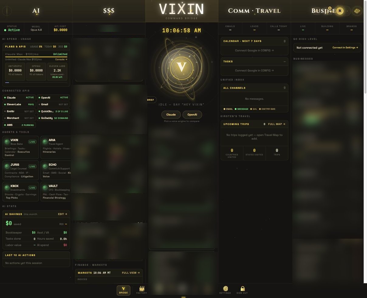Live VIXIN.AI Command Center dashboard