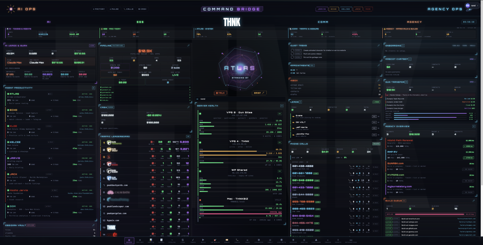 ATLAS command bridge dashboard built by THNK